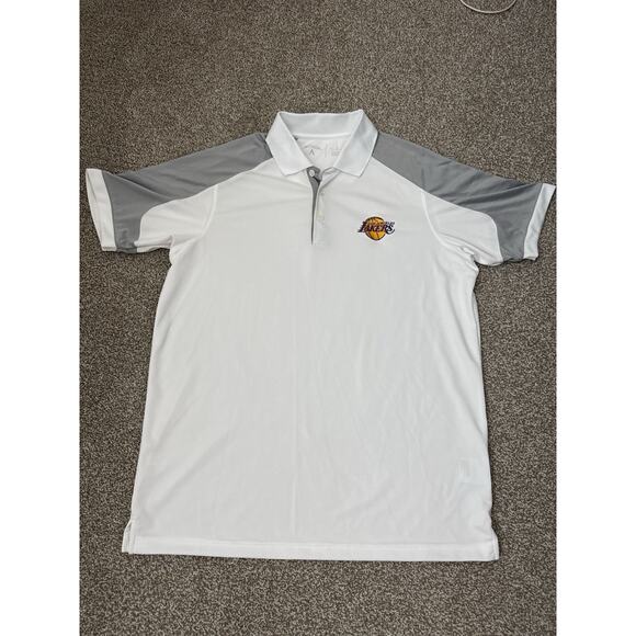 Los Angeles Lakers Men’s Antigua White Golf Polo Embroidered Size Large - Picture 1 of 7